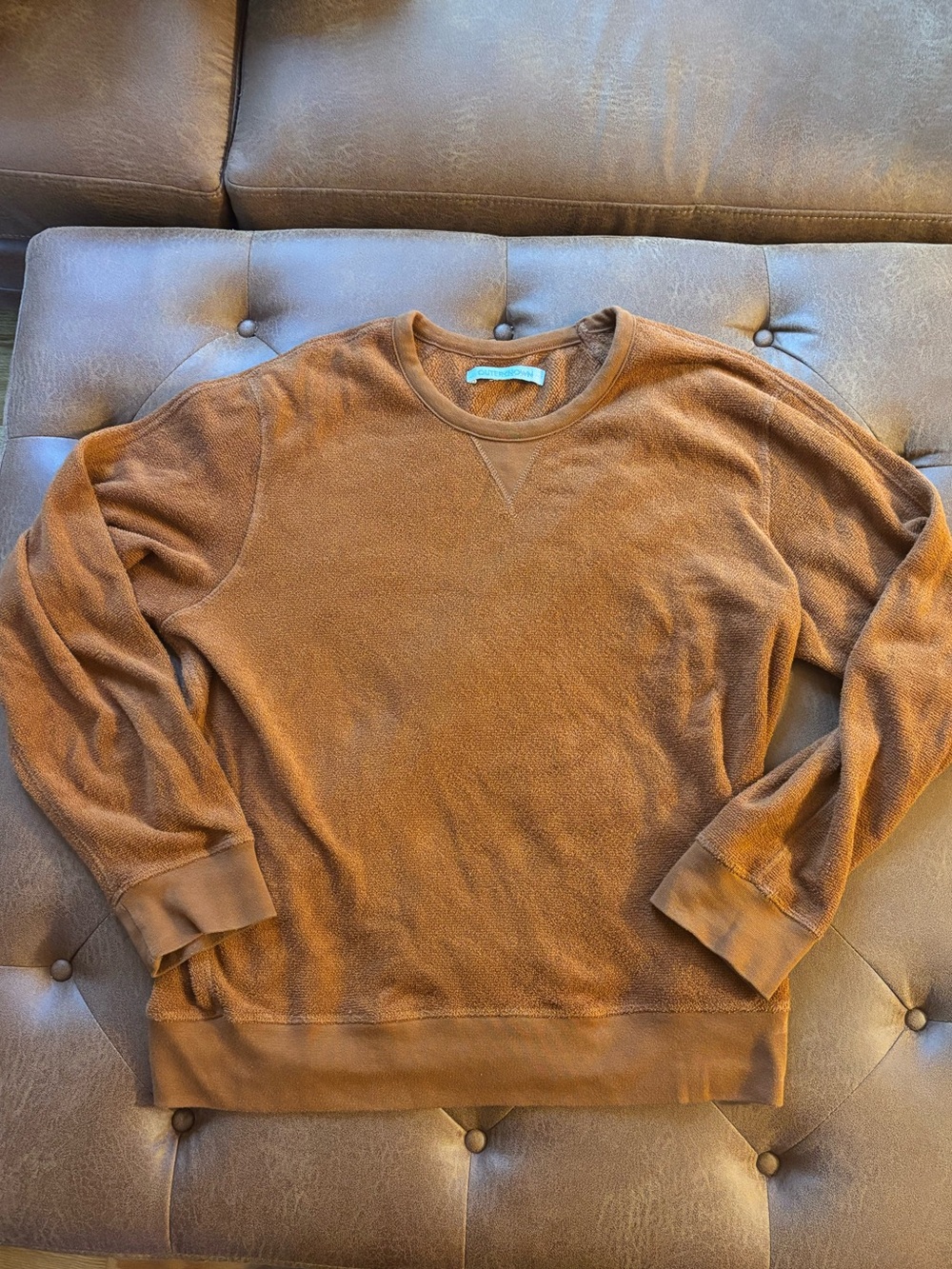Outerknown Large Men's Crewneck Terry Towel cloth pullover - Burnt Orange